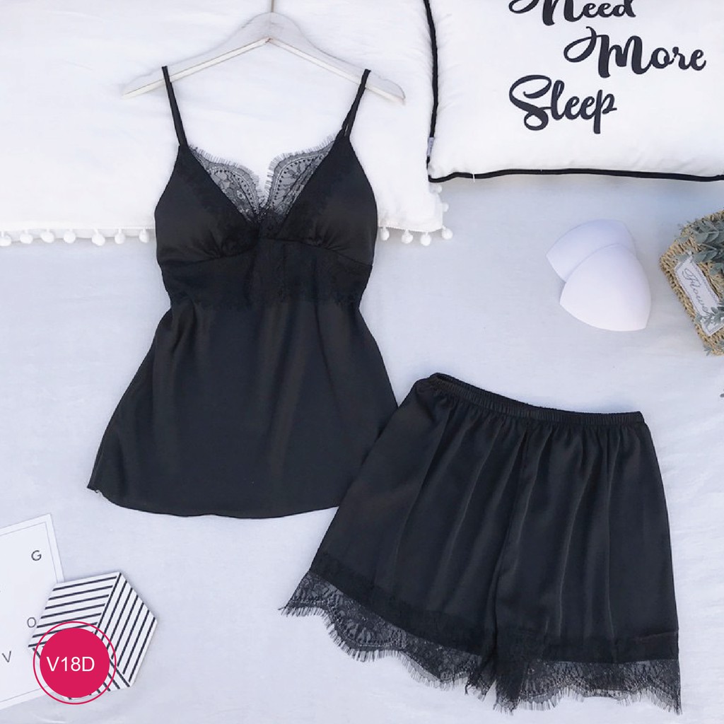 Bộ đồ ngủ phi lụa phối ren cao cấp loại 1
