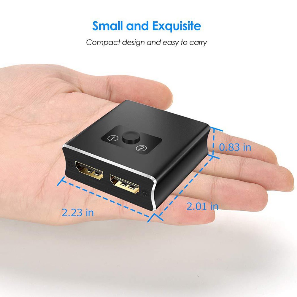 HDMI Switch 4K Aluminum Alloy Updated Bi-Directional HDMI Switcher 1 in 2 Out or 2 in 1 HDMI Switch Splitter