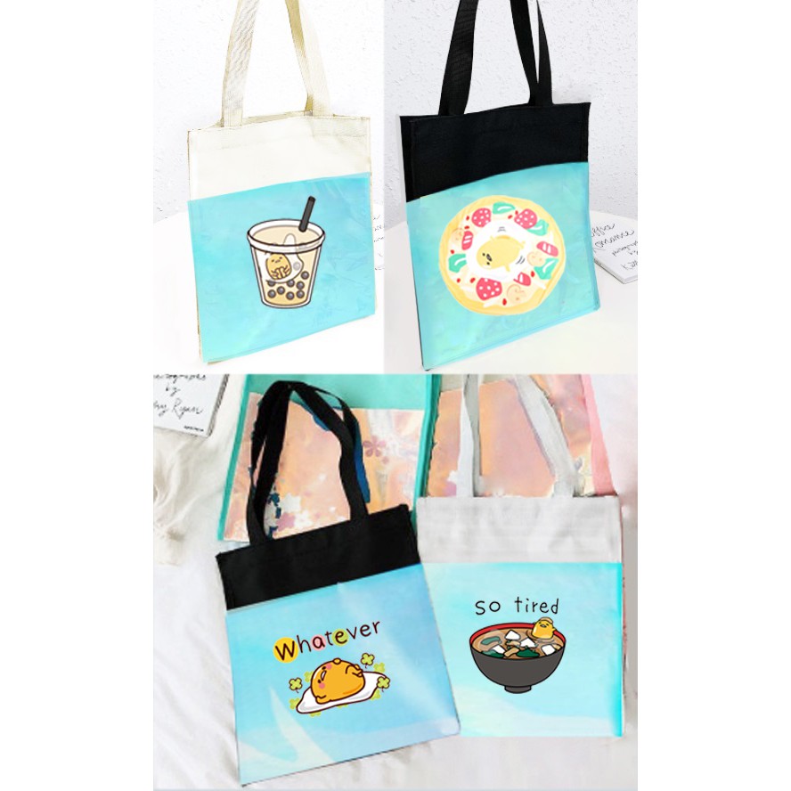Túi tote hologram trứng lười TTH31 tote gudetama dễ thương hoạt hình idol thần tượng