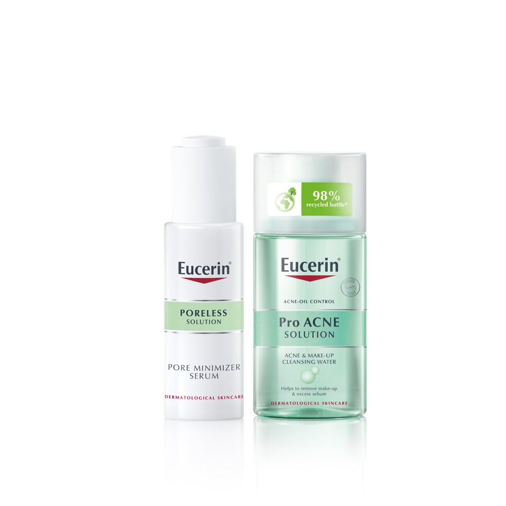 Bộ 2 Sản Phẩm Eucerin ProAcne: Tinh Chất Poreless Solution 30ml &amp; Nước Tẩy Trang Cleansing Water 125ml