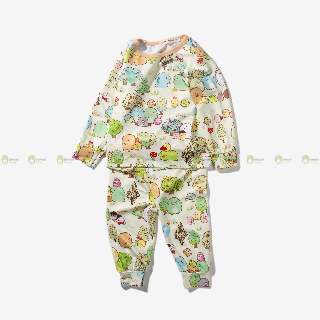 Bộ Thun Lạnh Dài Tay Cho Bé Gái, Bé Trai Minky Mom Hoạ Tiết Snoopy Loang, Bộ Quần Áo Cho Bé Mặc Nhà MKMTD2217