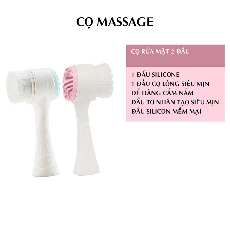 Cọ Rửa Mặt 2 Đầu Massage Mặt Mềm Mại, Tẩy Tế Bào, Làm Sạch Lỗ Chân Lông Hiệu Quả 2 in 1 - MTDDT