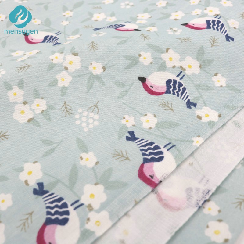 Tấm vải chất liệu 100% Cotton họa tiết chim kích thước 50cmx160cm tự may quần áo cho bé