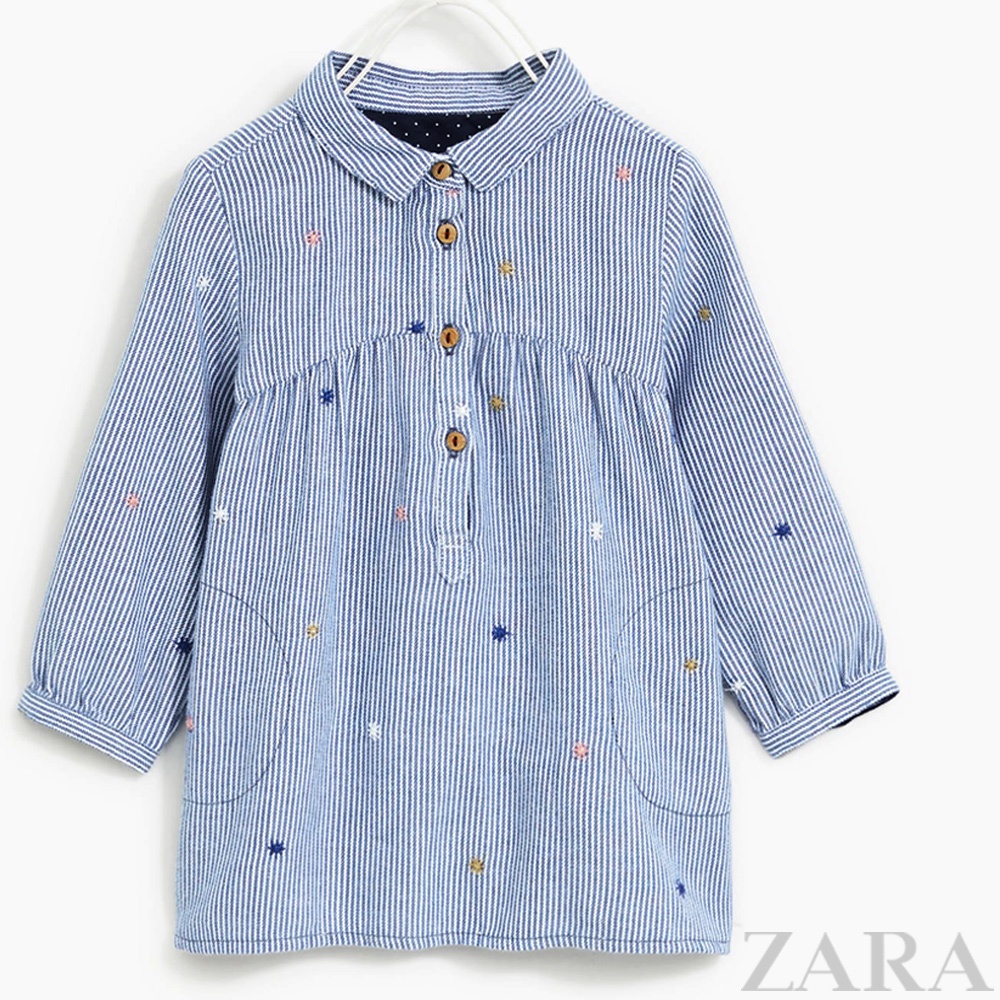 Đầm vải tay dài Zara bé gái. Hàng XK, made in cambodia chuẩn xịn