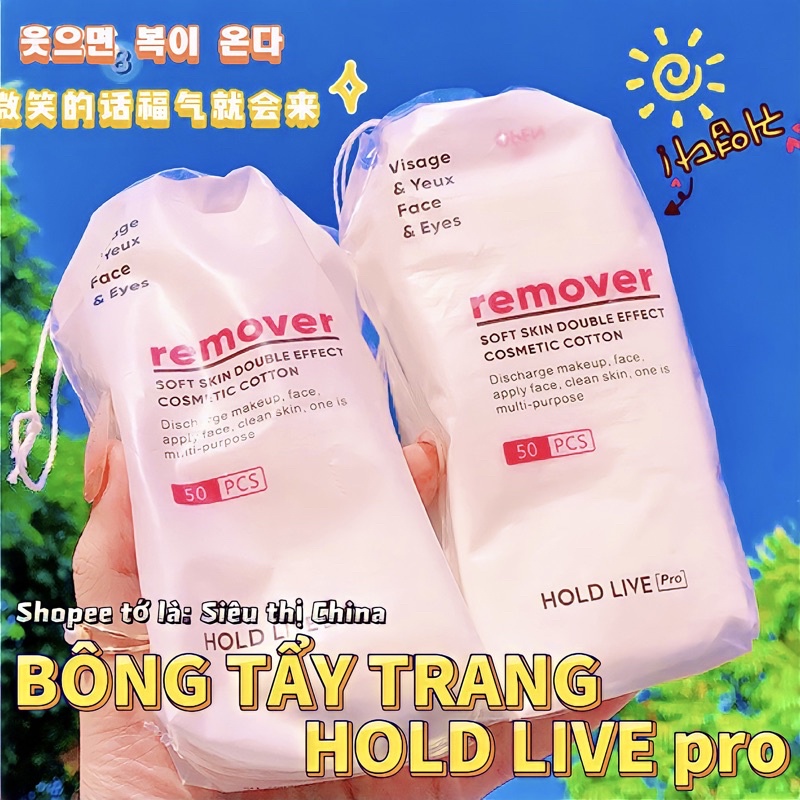 Túi 50 Miếng Bông Tẩy Trang HOLD LIVE Cao Cấp