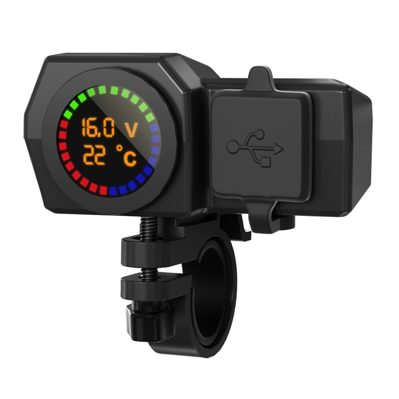 Bộ Chuyển Đổi Nguồn Điện Chống Nước Chống Sốc Gắn Tay Lái / Gương Chiếu Hậu Hai Cổng USB Cho Xe Máy