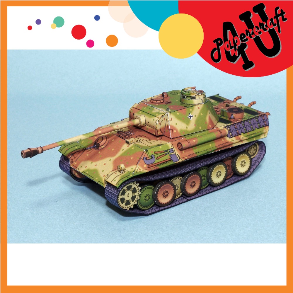 Mô hình giấy quân sự xe tăng xe tank Panther Ausf. G tỉ lệ 1/72
