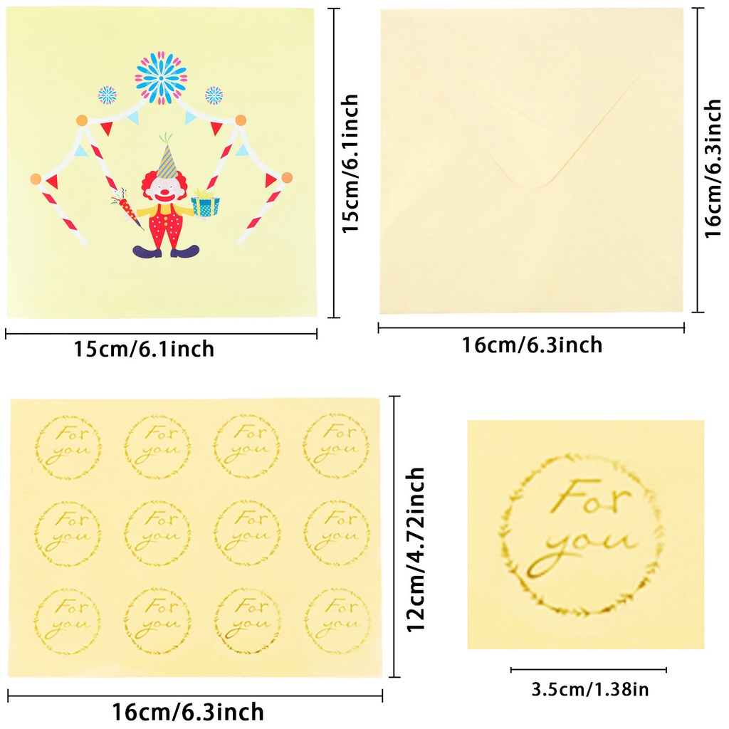 [proflyVN]Bitrthday Card with Envelope Sticker Pop Up Card