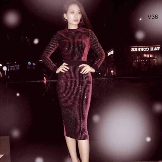🌸Đầm body nhung kim tuyến