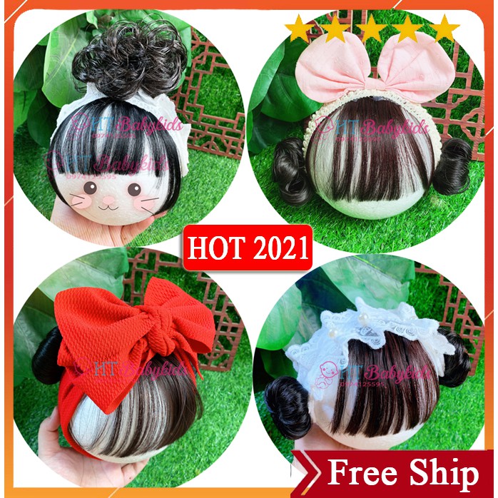 Free Ship - Băng Đô Tuban Cho Bé Gái Tóc Giả [ MẪU HOT 2021 ]