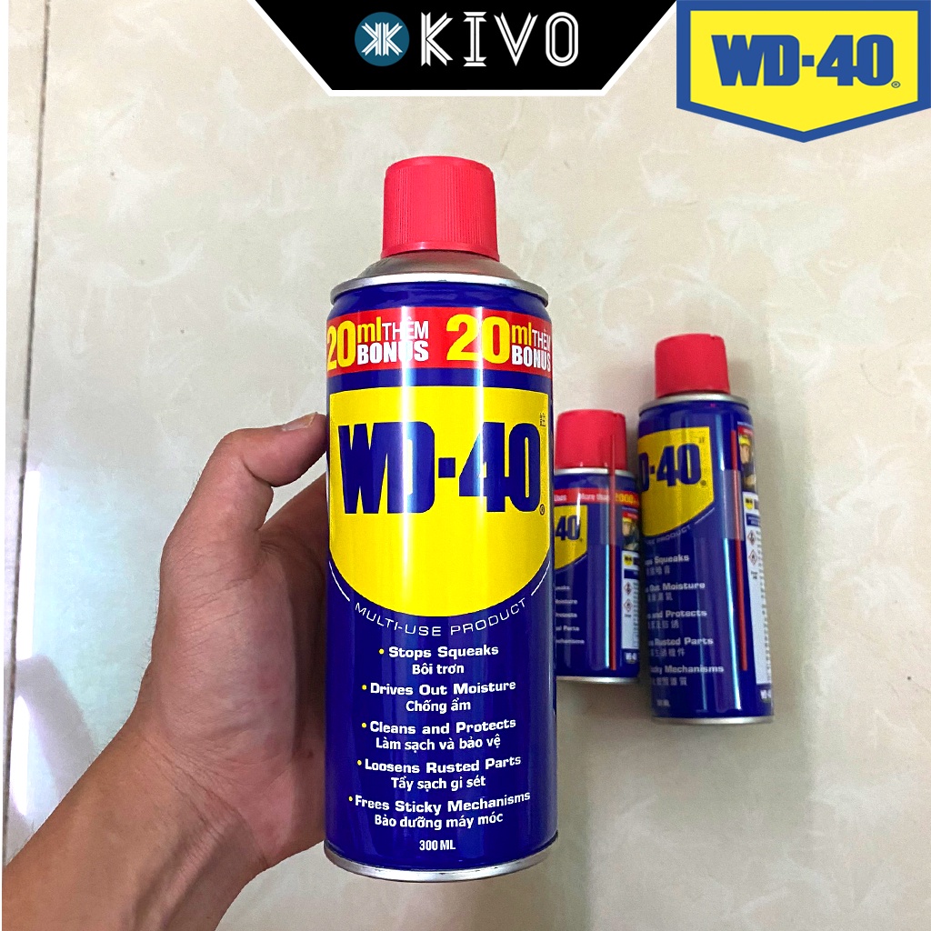 WD 40 Xịt Tẩy Rỉ Sét, Bôi Trơn Xích Xe, Xịt Dưỡng Sên WD40 - Chai Chống Rỉ Sét WD-40, Động Cơ - Vệ Sinh Sên Kivo