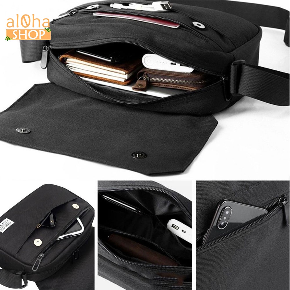 Túi đeo chéo Black Rice vải canvas bền bỉ phong cách thòi trang unisex nam nữ - al0ha Shop