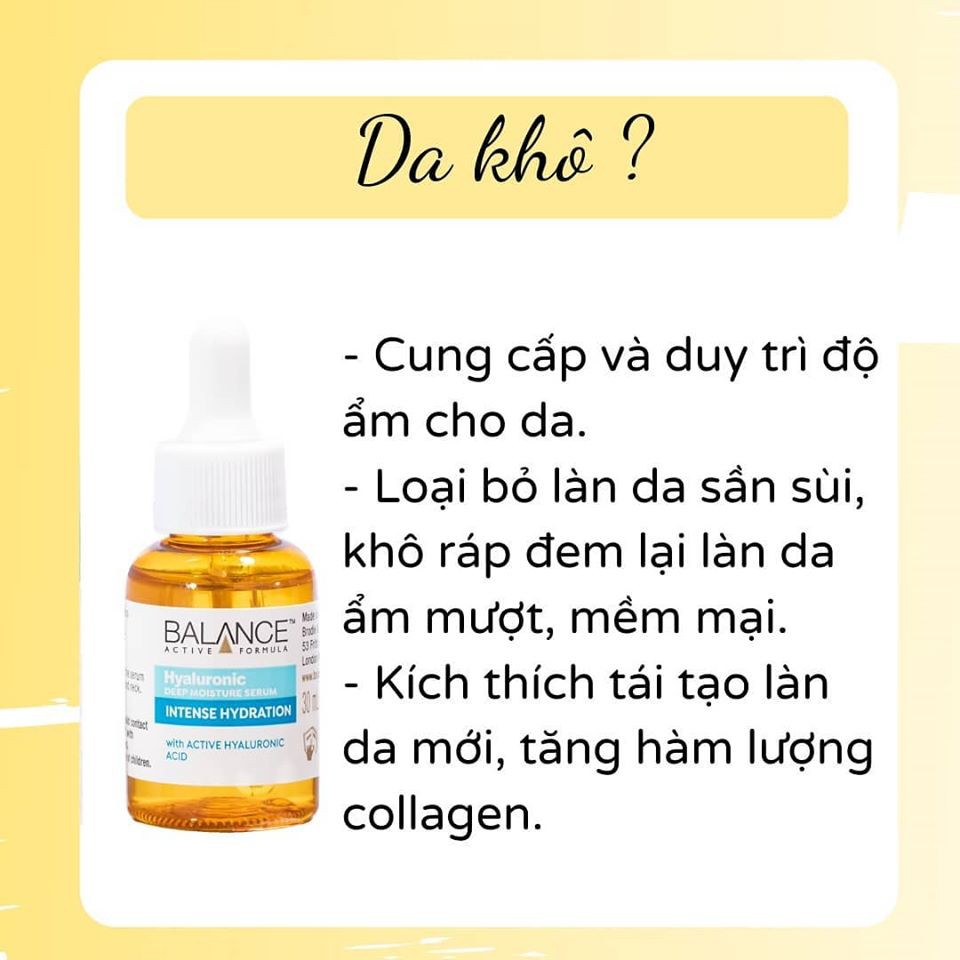 Combo Serum cấp nước Balance Hyaluronic Deep Moisture và Tinh chất dưỡng mắt Balance active formula gold collagen 15ml