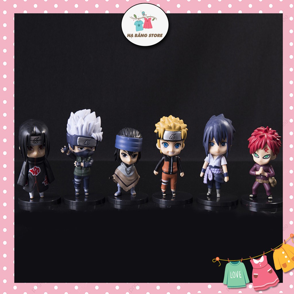 Set 6 Mô hình Naruto Chibi Cỡ Lớn 10cm Itachi Kakashi Naruto Sasuke Gaara Figures