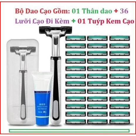 (TẶNG LỌ KEM ) Dao cạo râu 2 lưỡi thế hệ mới KÈM 36 đầu thay tiện lợi