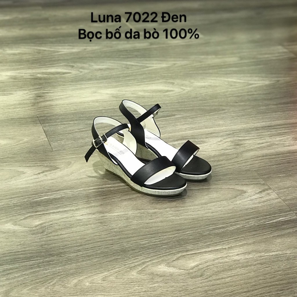 Xăng đan đế xuồng da bò thật mềm LUNASHOES 6007 bảo hành 2 năm giày trung niên nữ cho mẹ êm chân