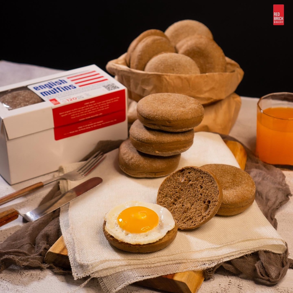 Bánh English Muffin Thương Hiệu Gạch Đỏ Bánh Thuần Chay Dành Cho Eatclean, Ăn Kiêng, Giảm Cân