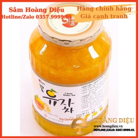 SÂM HOÀNG DIỆU - Trà mật ong chanh đào Hàn Quốc nắp vàng hũ lớn Citron honey 1kg