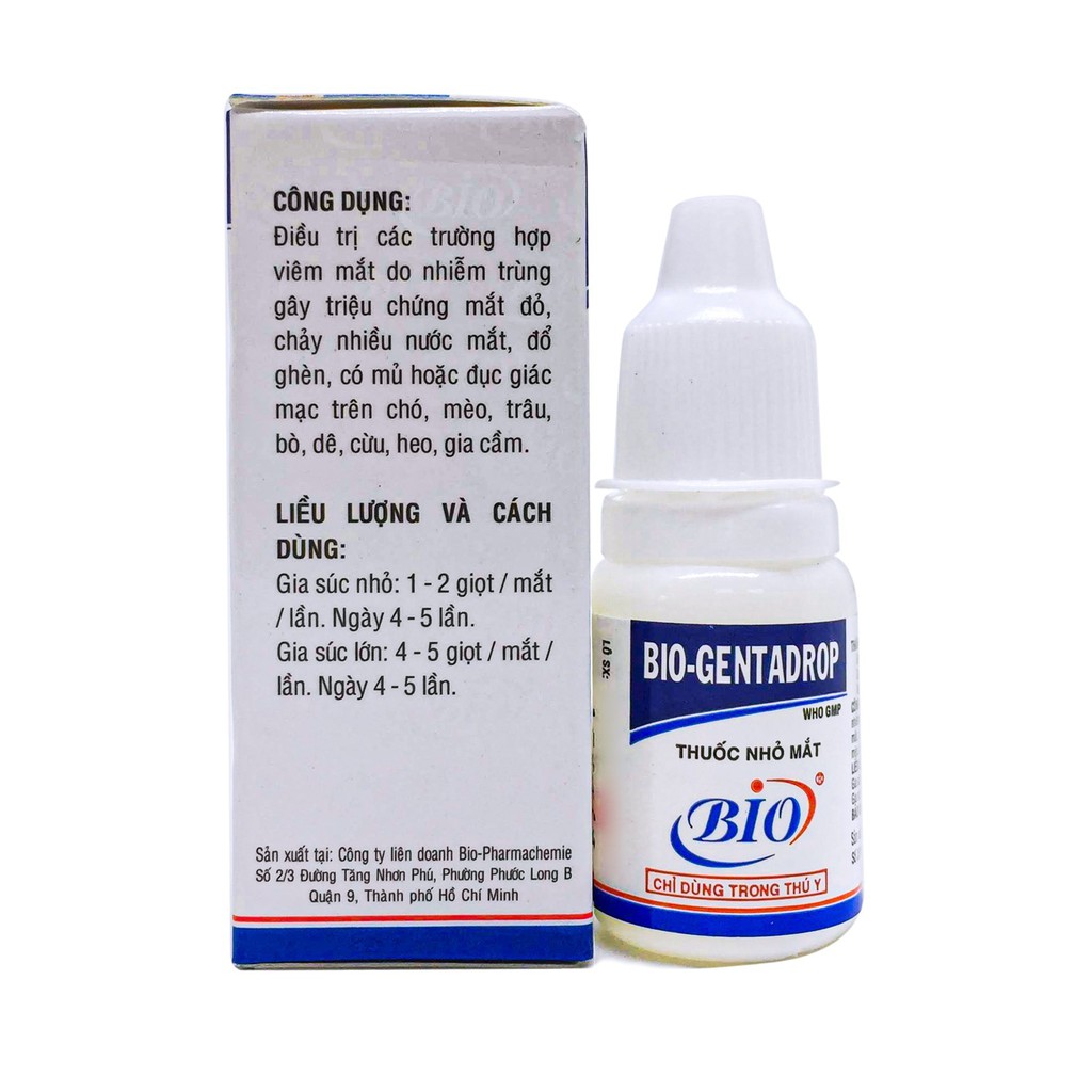 DUNG DỊCH NHỎ MẮT CHÓ MÈO - BIO GENTADROP 10ML