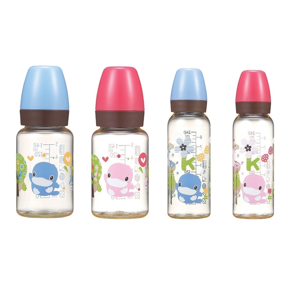 Bình sữa nhựa PES cổ hẹp Kuku Duckbill 140ml-240ml xanh/hồng