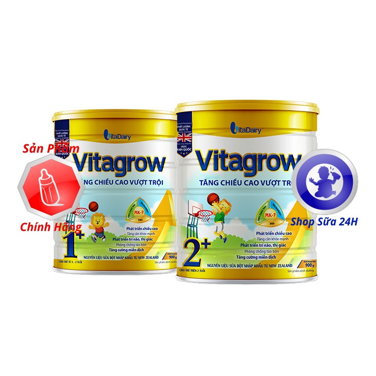 [DATE 2023] Sữa bột Vitagrow 0+, 1+, 2+ lon 900g (Phát triển chiều cao)