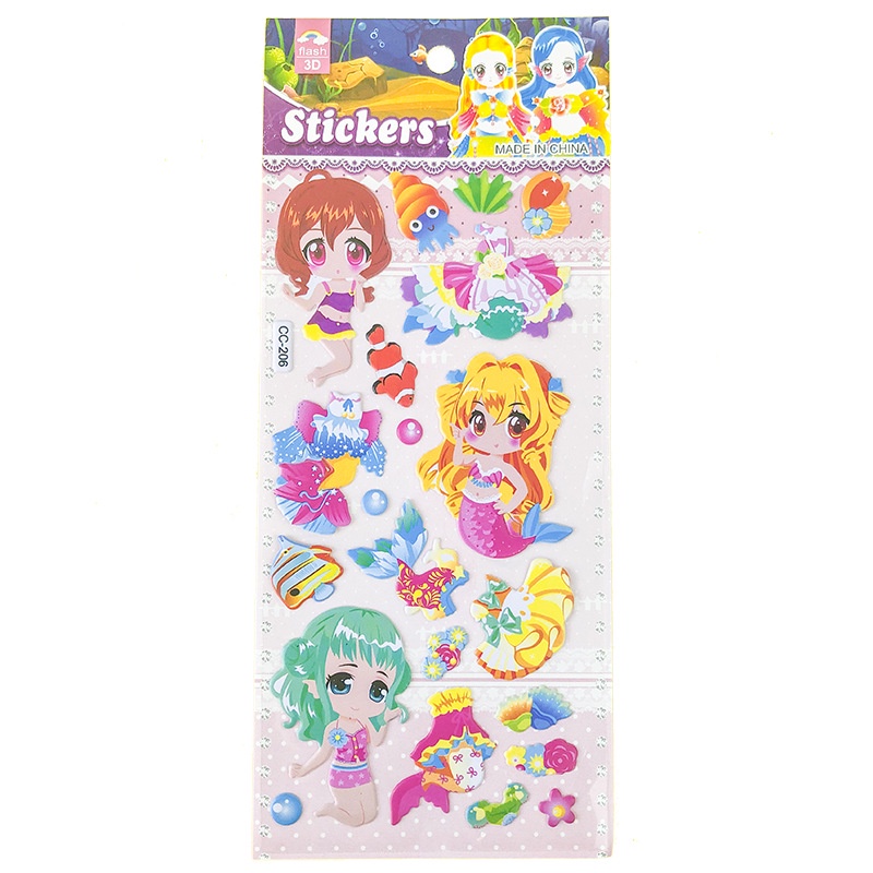 Sticker nhãn dán nổi 3D công chúa, nàng tiên cá hình ảnh đẹp sắc nét dành cho bé gái
