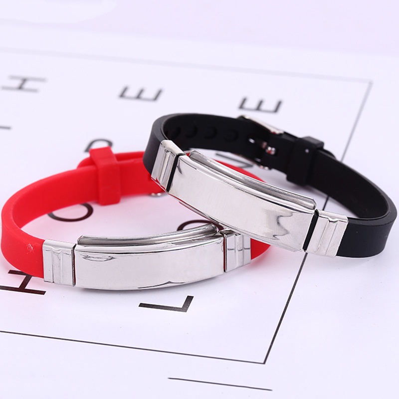 Vòng tay  unisex nam nữ cao su silicon titan lắc tay mặt thép phụ kiện thời trang quà tặng
