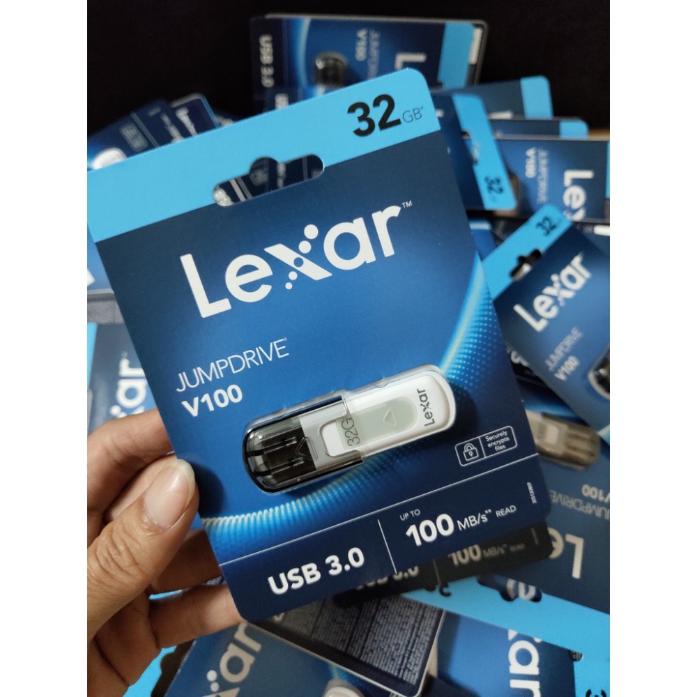 USB Lexar 32Gb Jumdrive V100 USB 3.0 100MB/s bảo mật tệp tin - Bảo hành 24 tháng