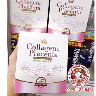 Collagen Placenta 5 in 1 Nhật bản 270 viên giảm nám, tàn nhang, giảm nếp nhăn, giúp trắng hồng da mặt