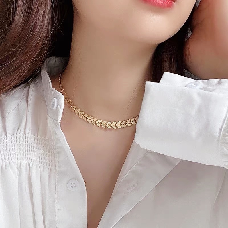 Vòng cổ Sợi Lúa Mì Mặt Hình Tai Thời Trang Đơn Giản