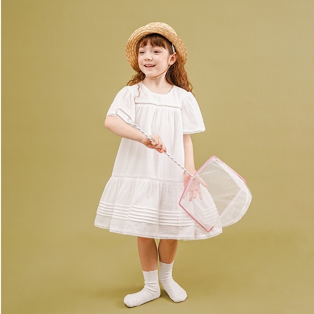 Váy bé gái CRABIE cộc tay babydoll xoè 2 tầng công chúa đi học cho bé từ 3,4,5,6,7,8,9,10 tuổi - Pony dress