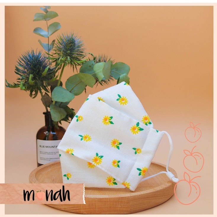 Khẩu trang vải kháng khuẩn linen cotton 3 lớp nhiều màu hoa nhí cổ điển dễ thương | BigBuy360 - bigbuy360.vn