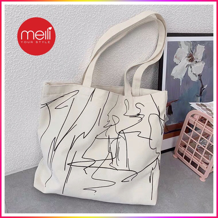 Túi tote vải canvas cao cấp Túi Vẽ khổ vuông cute