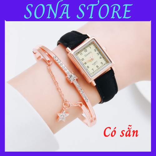Đồng hồ nữ dây da chính hãng đẹp giá rẻ thời trang mặt vuông Hàn Quốc cao cấp chống nước chống xước nhỏ sang Gaiety DH11