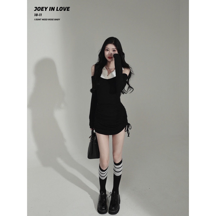 COZOK Đầm Tay Dài Cổ POLO Thời Trang Trẻ Trung