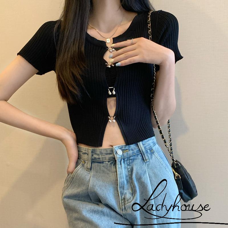 Áo Thun Tay Ngắn Cổ Tròn Màu Trơn Thời Trang Mùa Hè Dành Cho Nữ