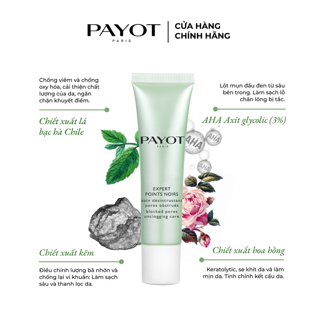 Kem dưỡng giảm mụn đầu đen, làm thoáng và thu nhỏ lỗ chân lông PAYOT PATE GRISE EXPERT POINTS NOIRS BLOCKED PORES 30ml