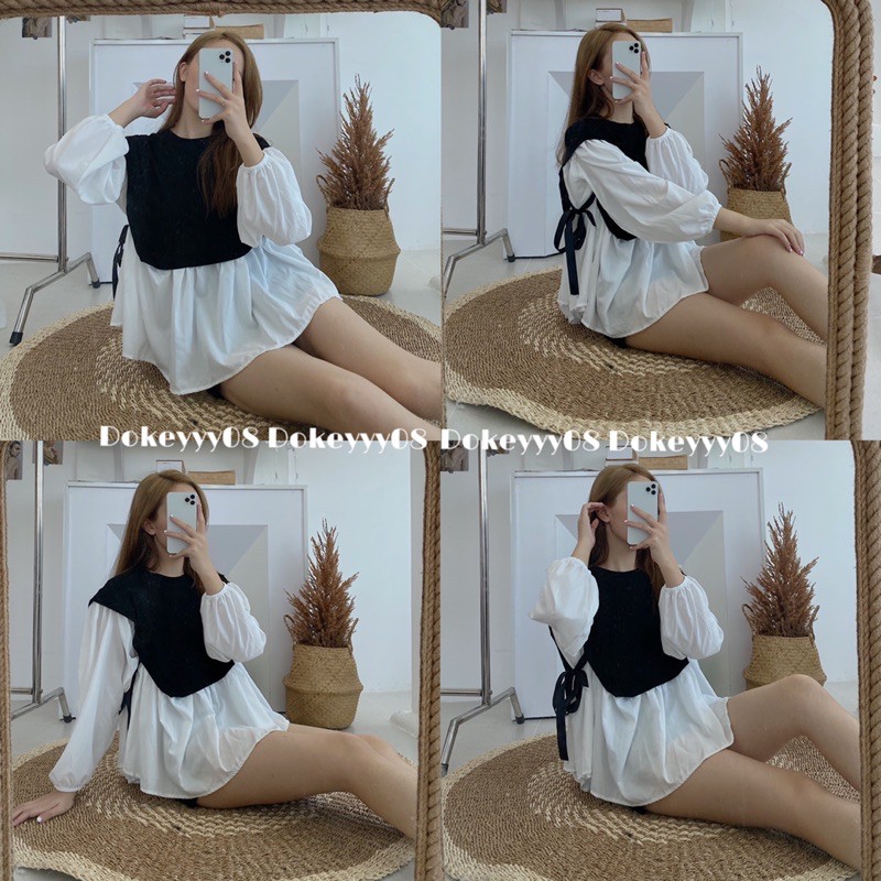 áo nơ xoè buộc eo 084