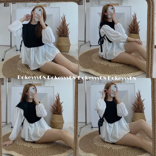 Áo nơ xoè buộc eo 084