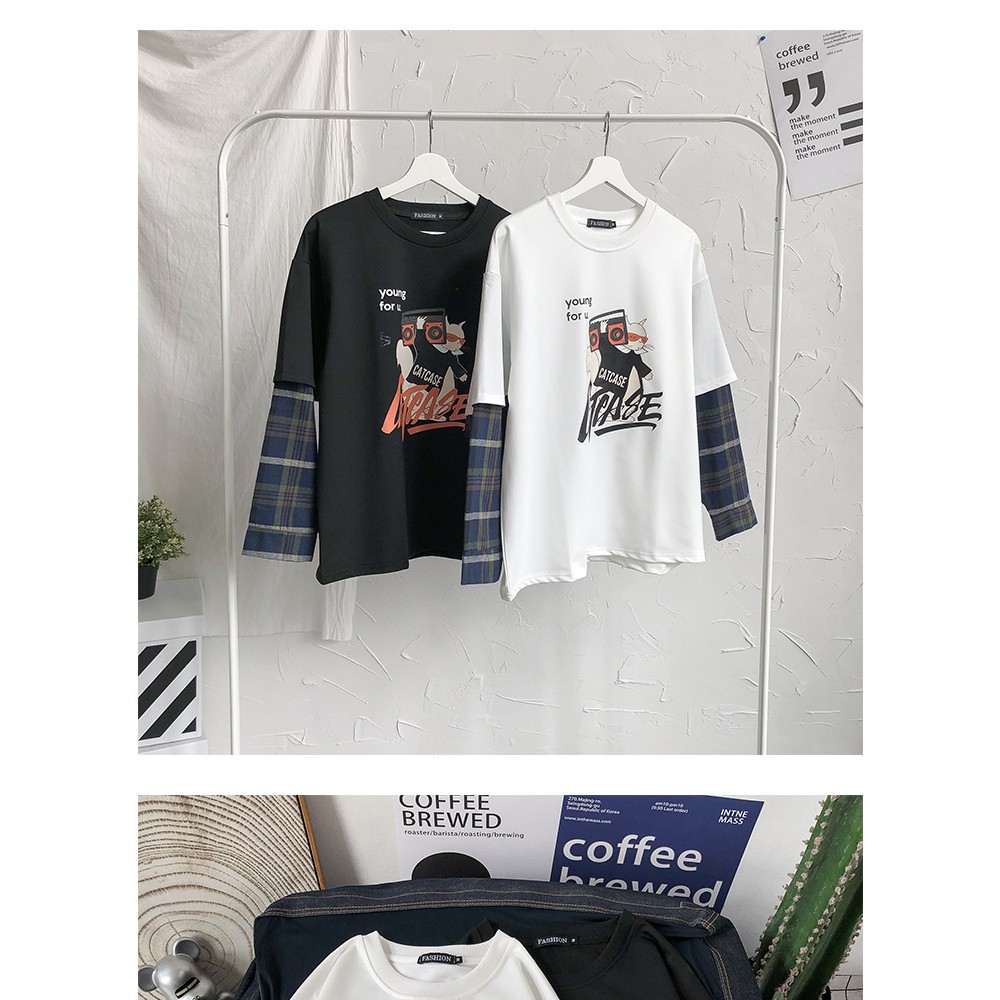 Áo thun tay dài Sweater form rộng UNISEX, in chữ CATCASE | BigBuy360 - bigbuy360.vn