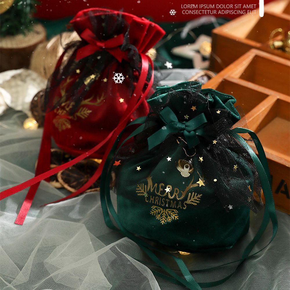CHOOKEY Túi Nhung Đựng Quà Giáng Sinh Xinh Xắn