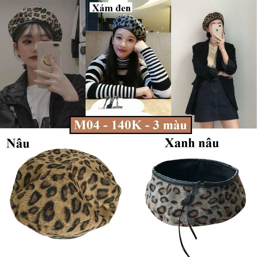 [ORDER Mũ nồi dạ da beo – 3 màu