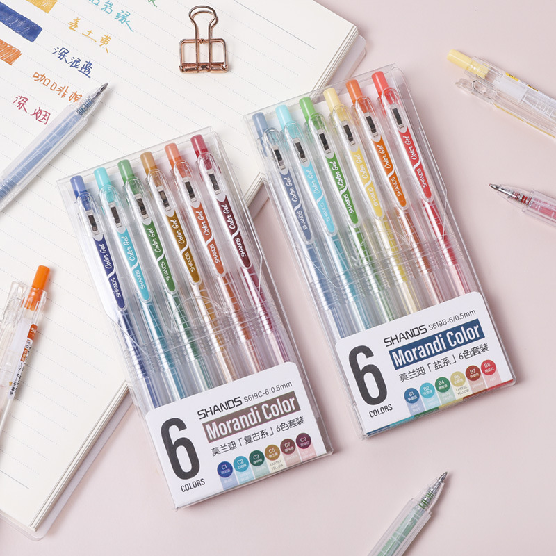 Hộp 6 bút bi nhiều màu sắc tùy chọn tiện dụng