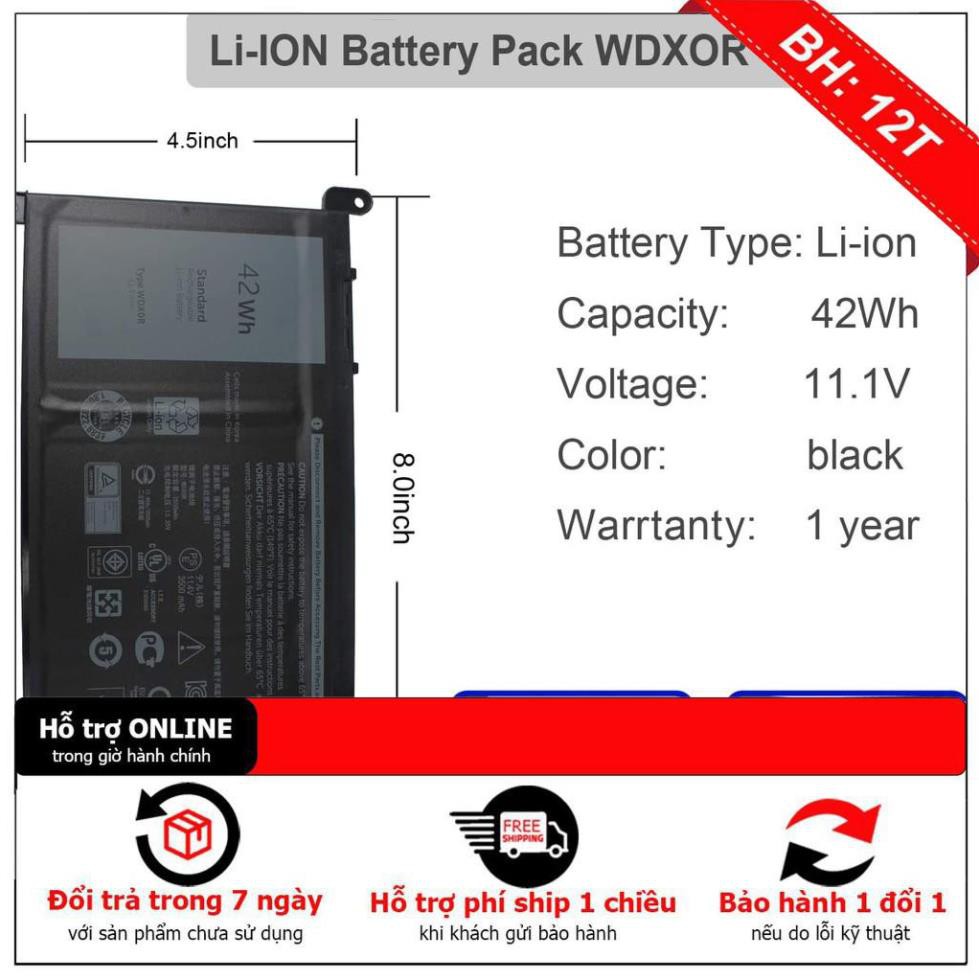 [BH12TH] PIN ZIN LAPTOP DELL inspiron 5567 5568 7579 5368 7378 7368 5765 7569 Battery WDX0R ZIN