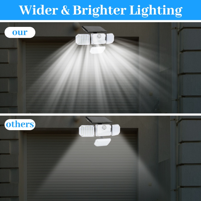 Đèn Năng Lượng Mặt Trời 4 Đầu IP65 Xoay 360 Độ° Đèn Đường Cảm Biến Chuyển Động Góc Rộng (3 Chế Độ)