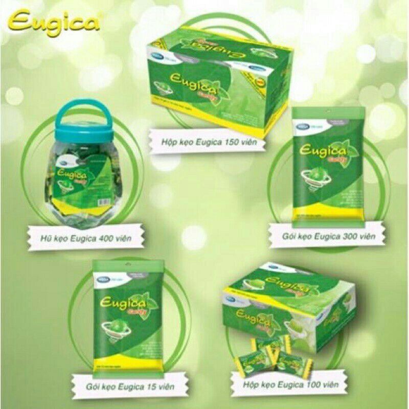 Kẹo ngậm EUGICA hộp 100 viên ⚡ CAM KẾT CHÍNH HÃNG ⚡ Kẹo ngậm hỗ trợ giảm ho, làm ấm và thông cổ họng