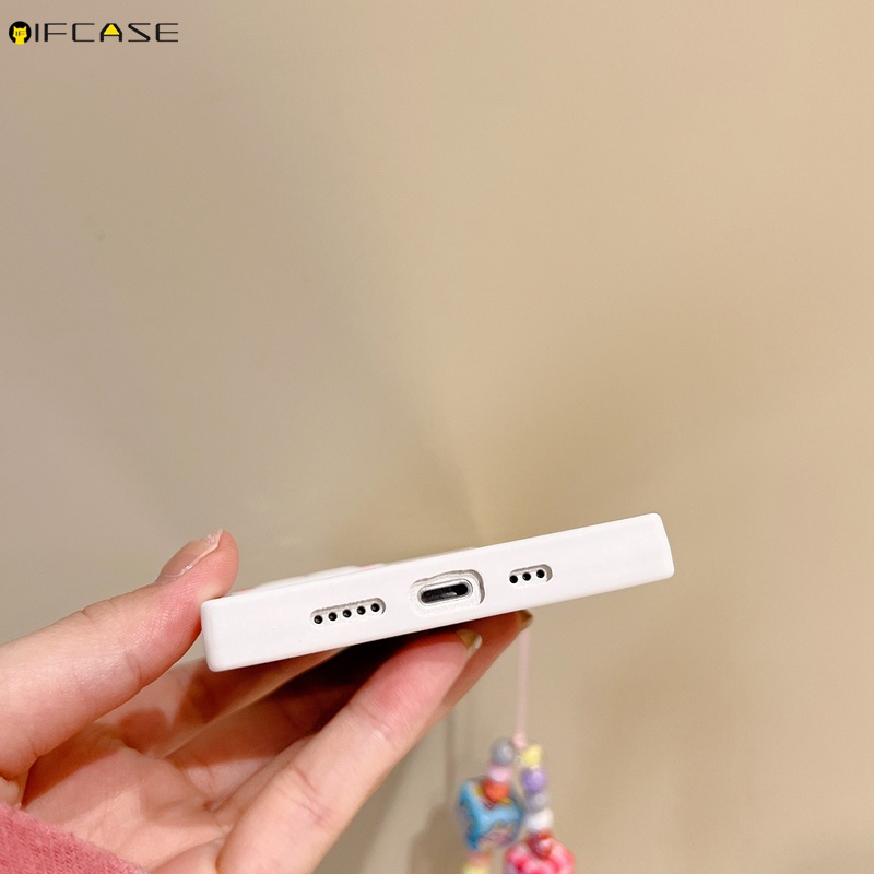 Ốp Điện Thoại Dẻo Hình Vuông Họa Tiết Trái Tim / Chữ Đơn Giản Kèm Vòng Tay &amp; Dây Đeo Cho iPhone 13 12 11 Pro Max XS Max XR X