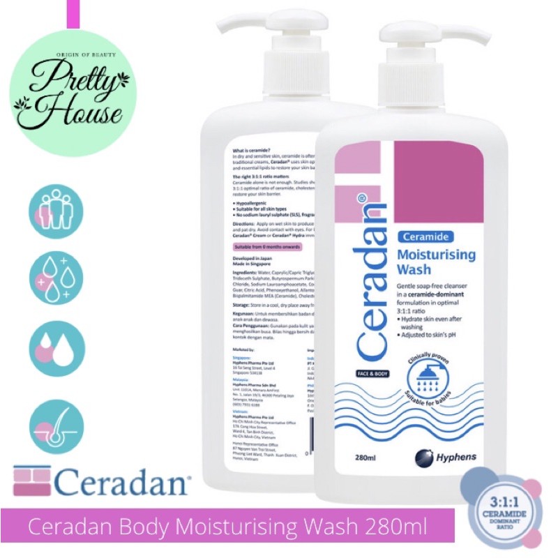 [Date Mới - Chính Hãng]Sữa Tắm/Rửa Mặt Dưỡng Ẩm Ceradan Moisturising Body Wash 280Ml