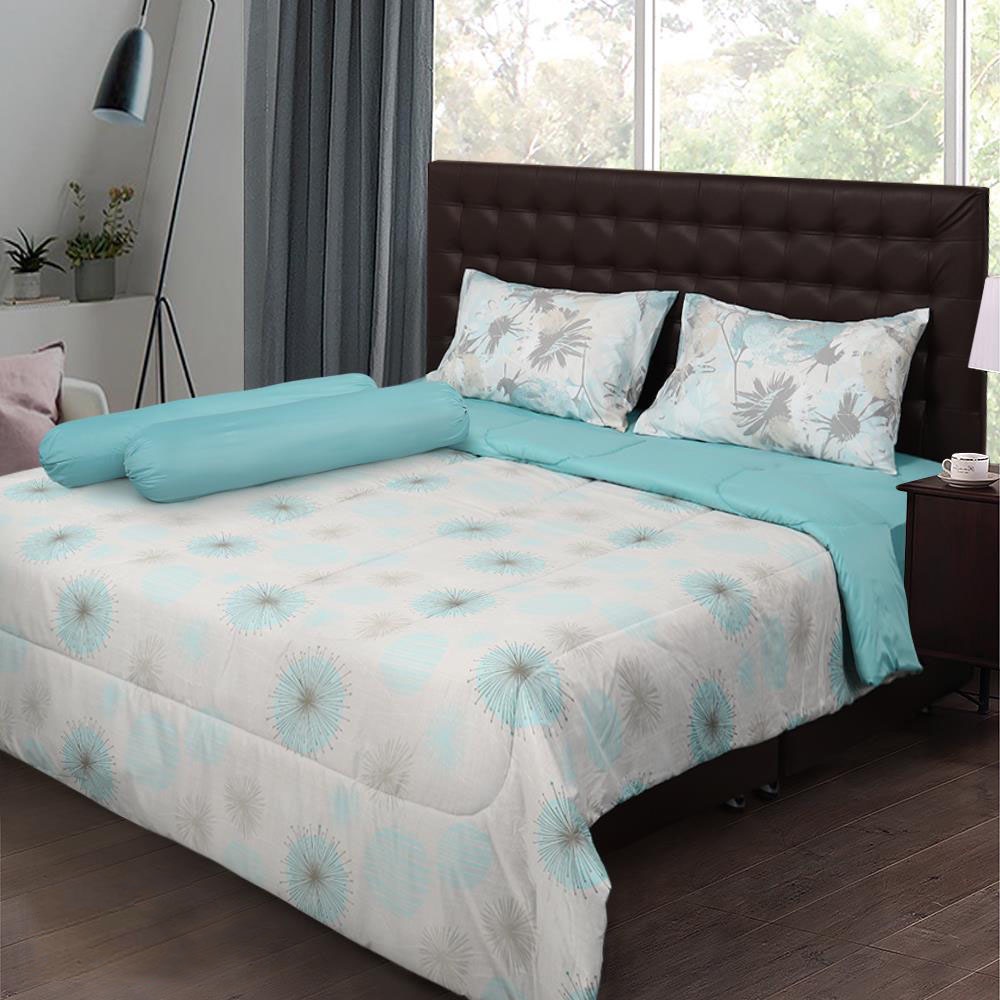 HomeBase HLS Bộ ga gối trải giường mền microfiber Thái Lan King size 183x198x31cm hình ngôi sao