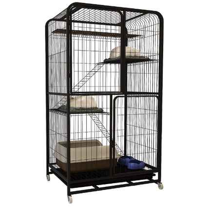 Chuồng Mèo Sơn Tĩnh Điện BIGSIZE Có Bánh Xe, Chuồng Cao 168cm, 3 Màu Đen Trắng Hồng